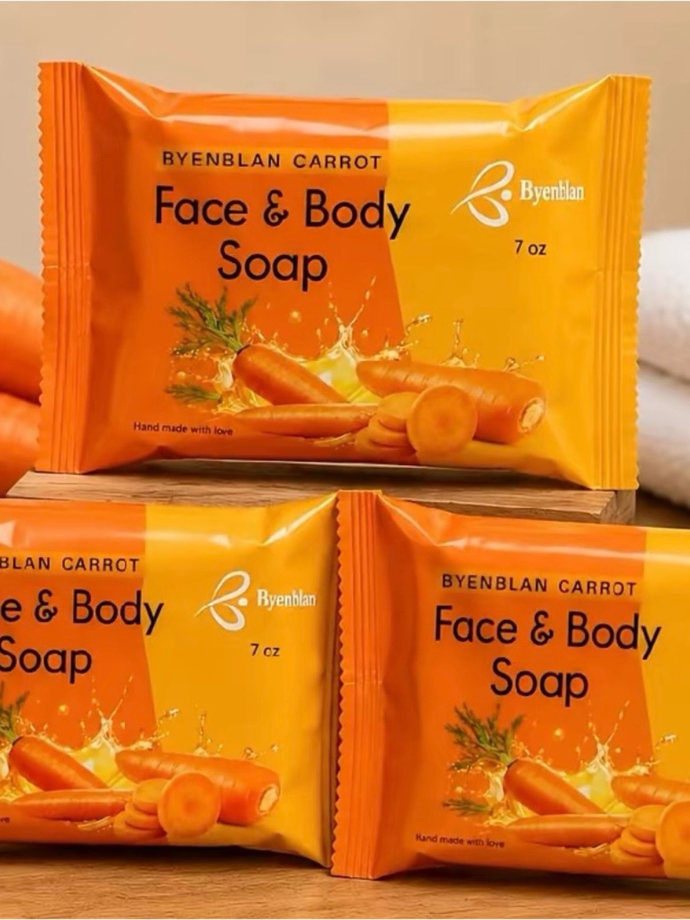 Byenblan Face & Body Soap - Orange pack of 3